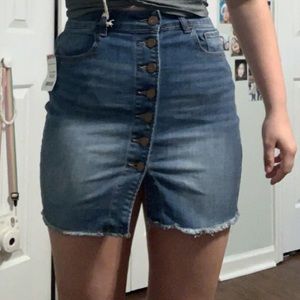 denim button up skirt